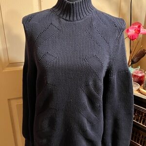 Ann Taylor Navy Turtleneck Sweater medium petite